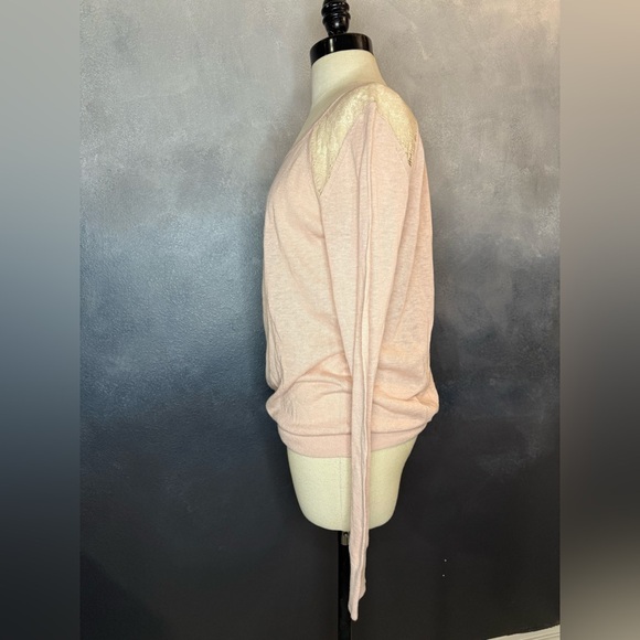LOFT Soft Pink Lace-Accent Linen Sweatshirt - Picture 4 of 6